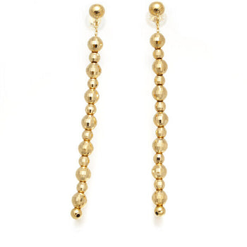 Cut Mirror Ball Bead Dangle Earrings 18K 750 Yellow Gold