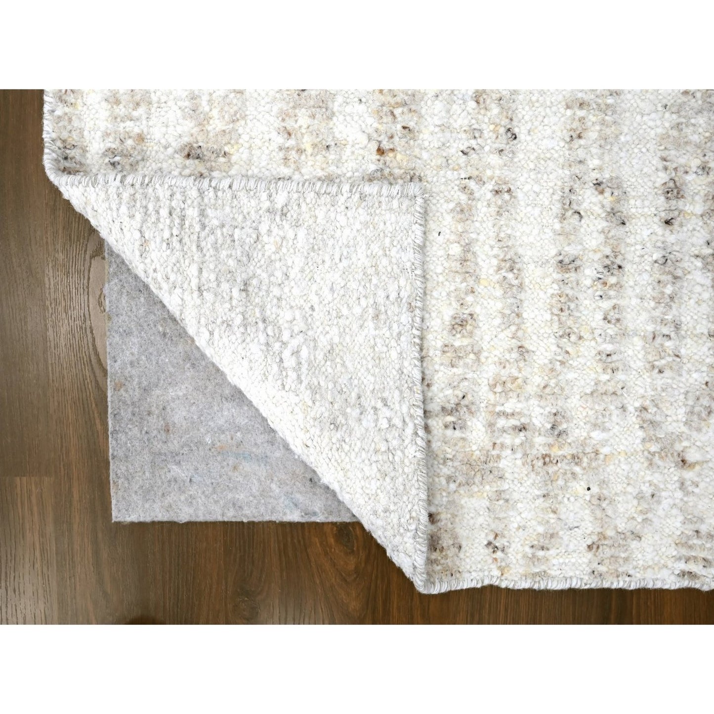 2'6"X7'9" Ivory Minimalist Swedish Design Hand Knotted Wool Runner Rug