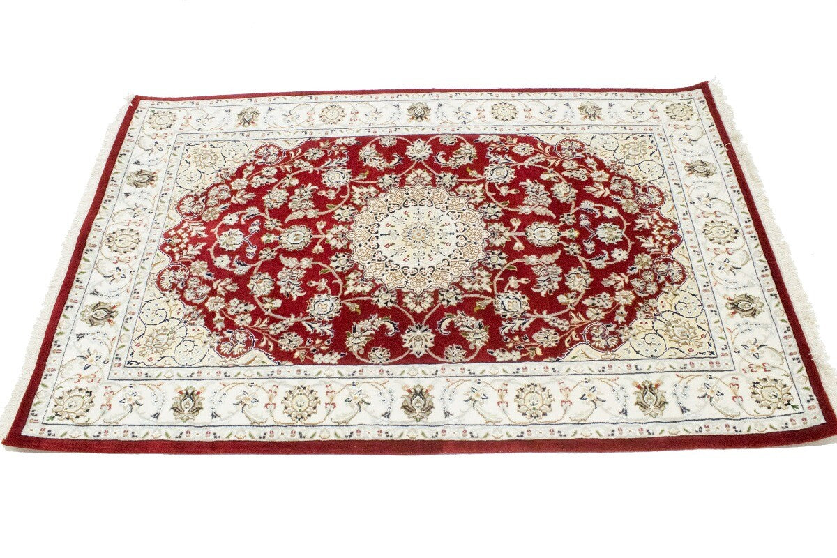 4X6 Ft Handmade Indo-Nain Oriental Rug Classic