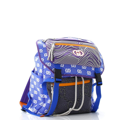 Gucci Panelled Double Buckle Backpack Gg Jacquard Nylon And Rubber Large