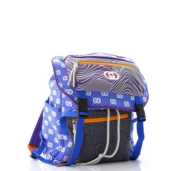 Gucci Panelled Double Buckle Backpack Gg Jacquard Nylon And Rubber Large