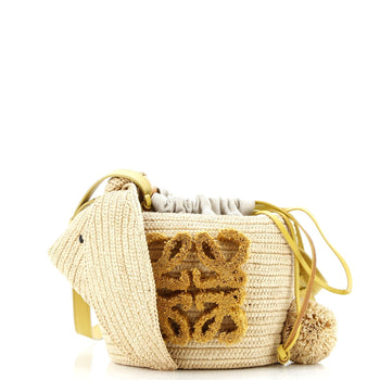 Loewe Bunny Drawststring Bucket Bag Raffia Small