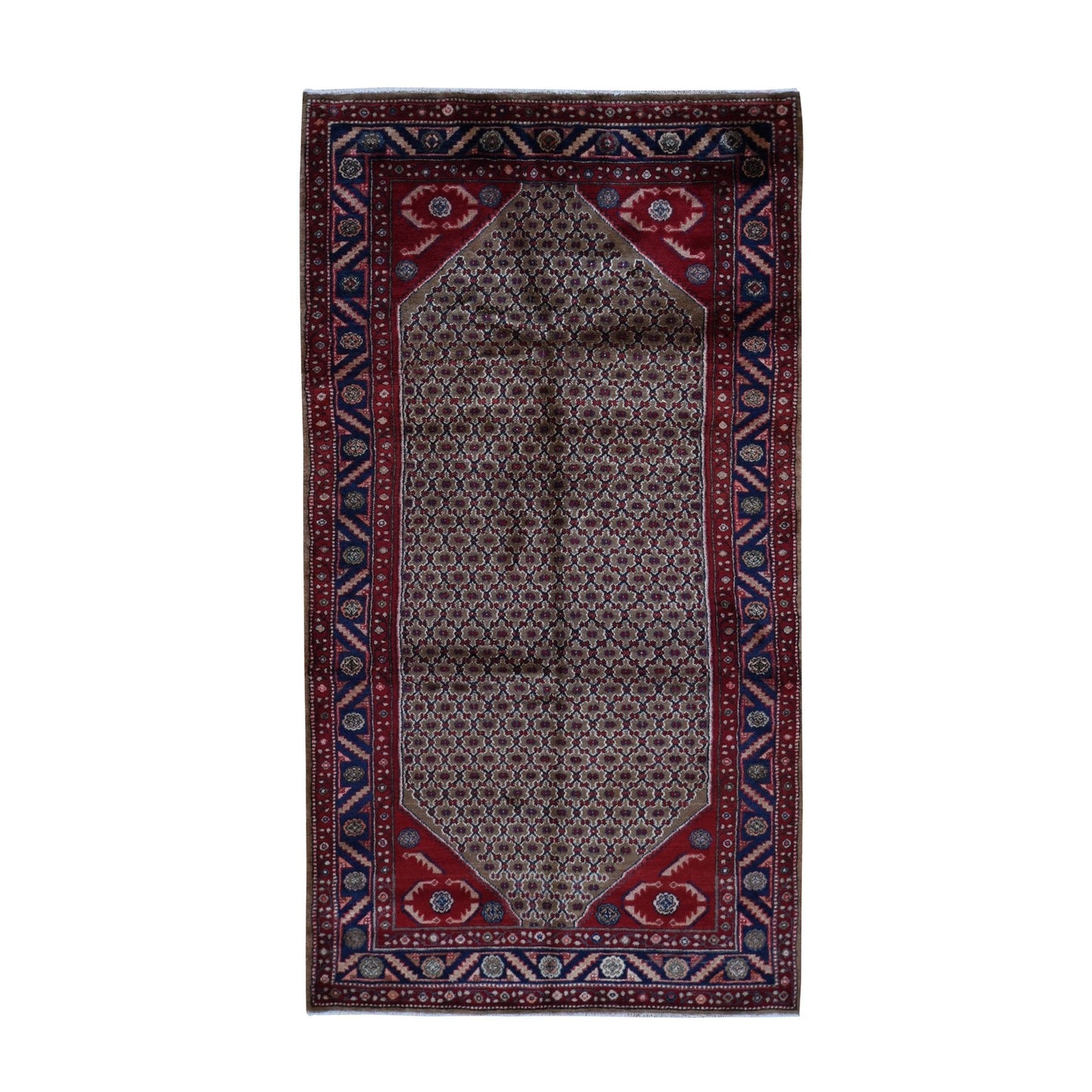 Rug 5'x9'6" Brown New Zoroastrian Serrib Pure Wool Hand Knotted Runner