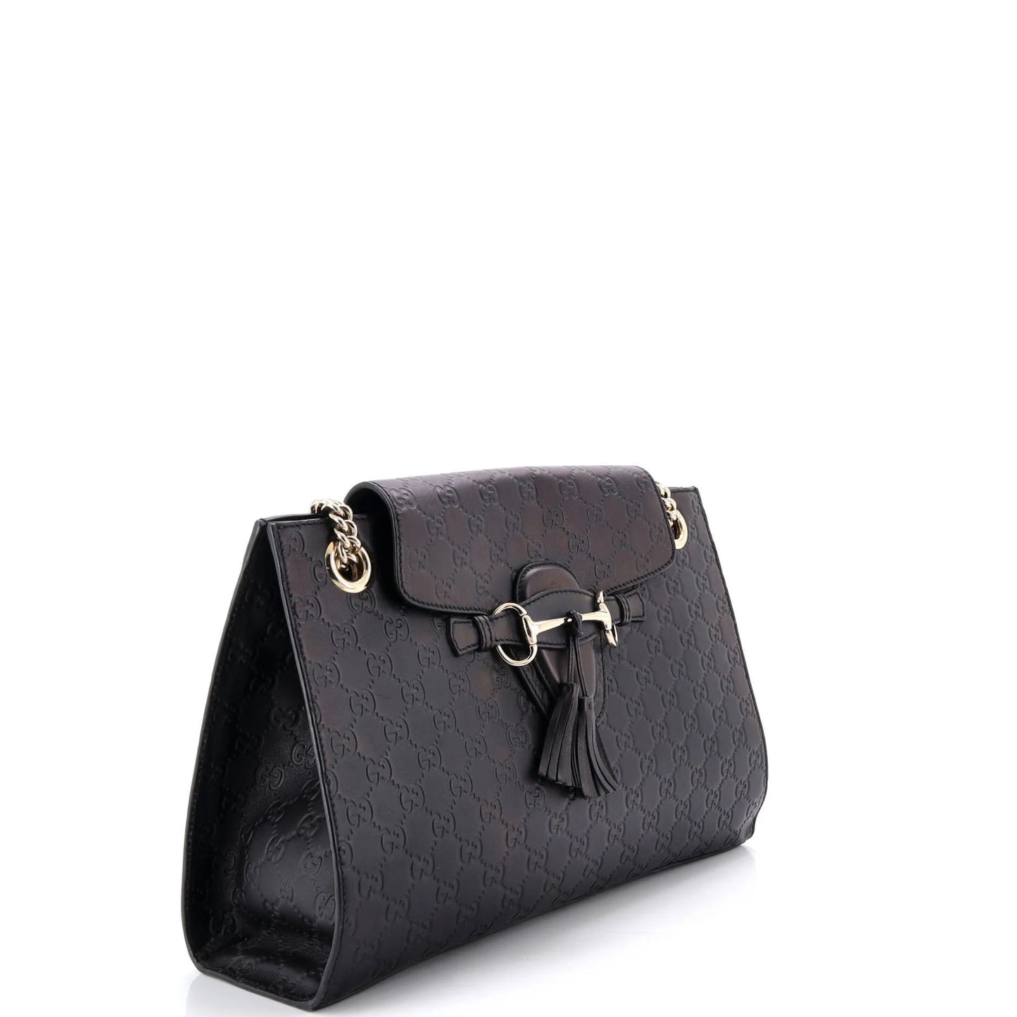 Gucci Emily Chain Flap Shoulder Bag Guccissima Leather Large