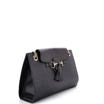 Gucci Emily Chain Flap Shoulder Bag Guccissima Leather Large