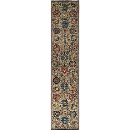 3'X13'10" Tan Brown All Over Design Soft Wool Hand Knotted Runner Rug