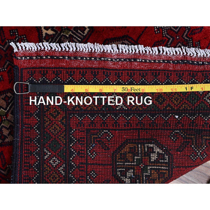 2'9"X3'10" Red Princess Bokara Geometric Design Wool Hand Knotted Mat Rug