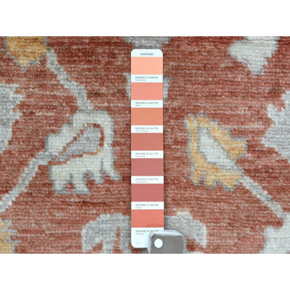 2'8"X12' Soft Wool Hand Knotted Soft Orange Angora Oushak Runner Rug