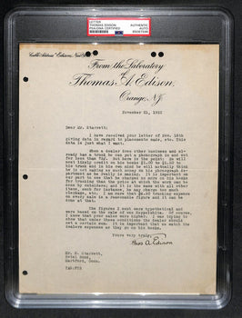 Thomas Edison Auto/Signed Vintage 1922 Tls Letter Psa/Dna 183803