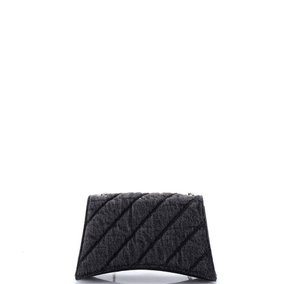 Balenciaga Crush Chain Flap Bag Quilted Denim Small