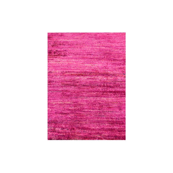 2'X3' Hot Pink Plain Solid Design Pure Sari Silk Hand Knotted Mat Rug