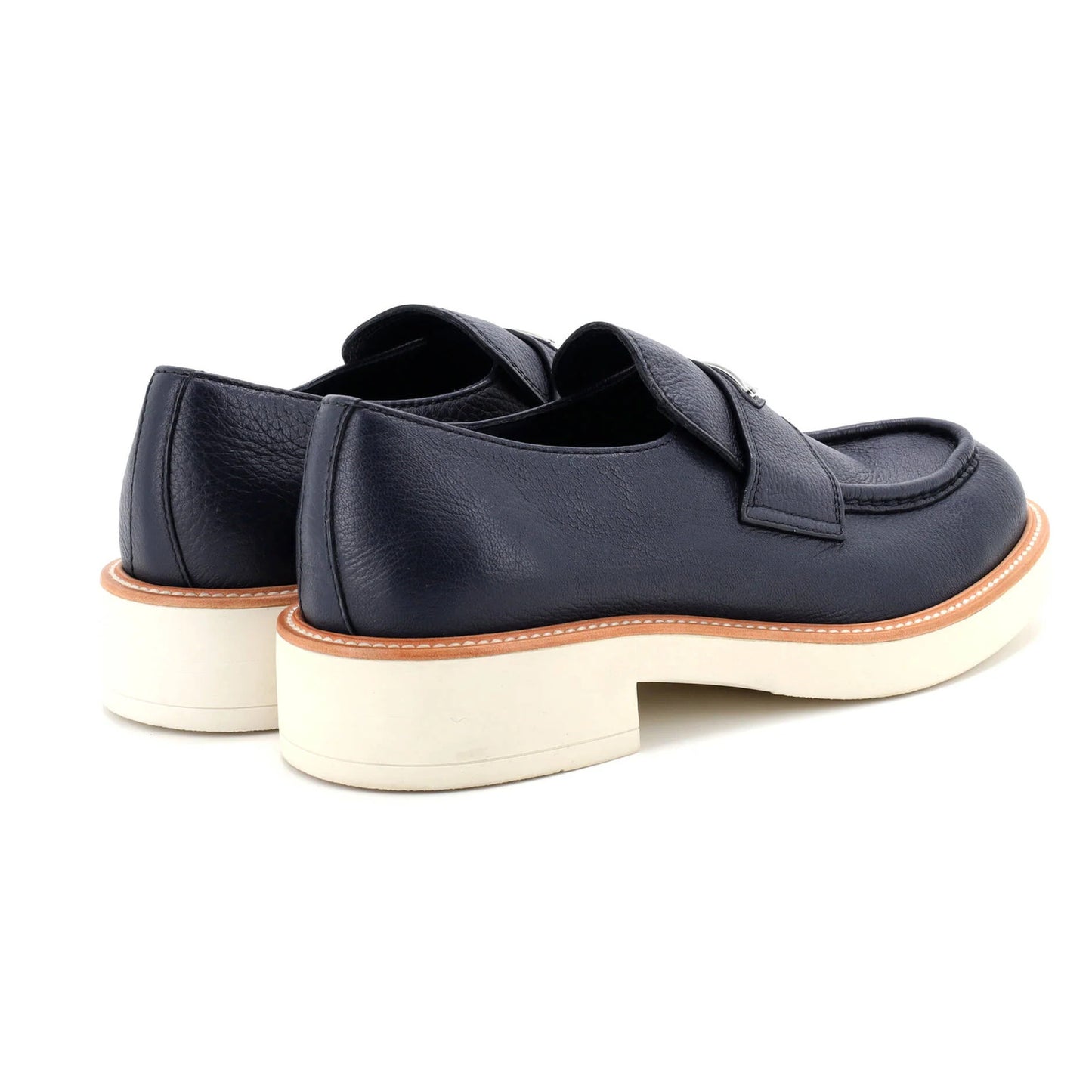 Prada Women'S Triangle Logo Loafers Spazzolato Leather