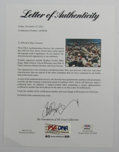 2002-03 New Jersey Devils Stars Multi-Signed By (6) 16X20 Photo Psa 192300