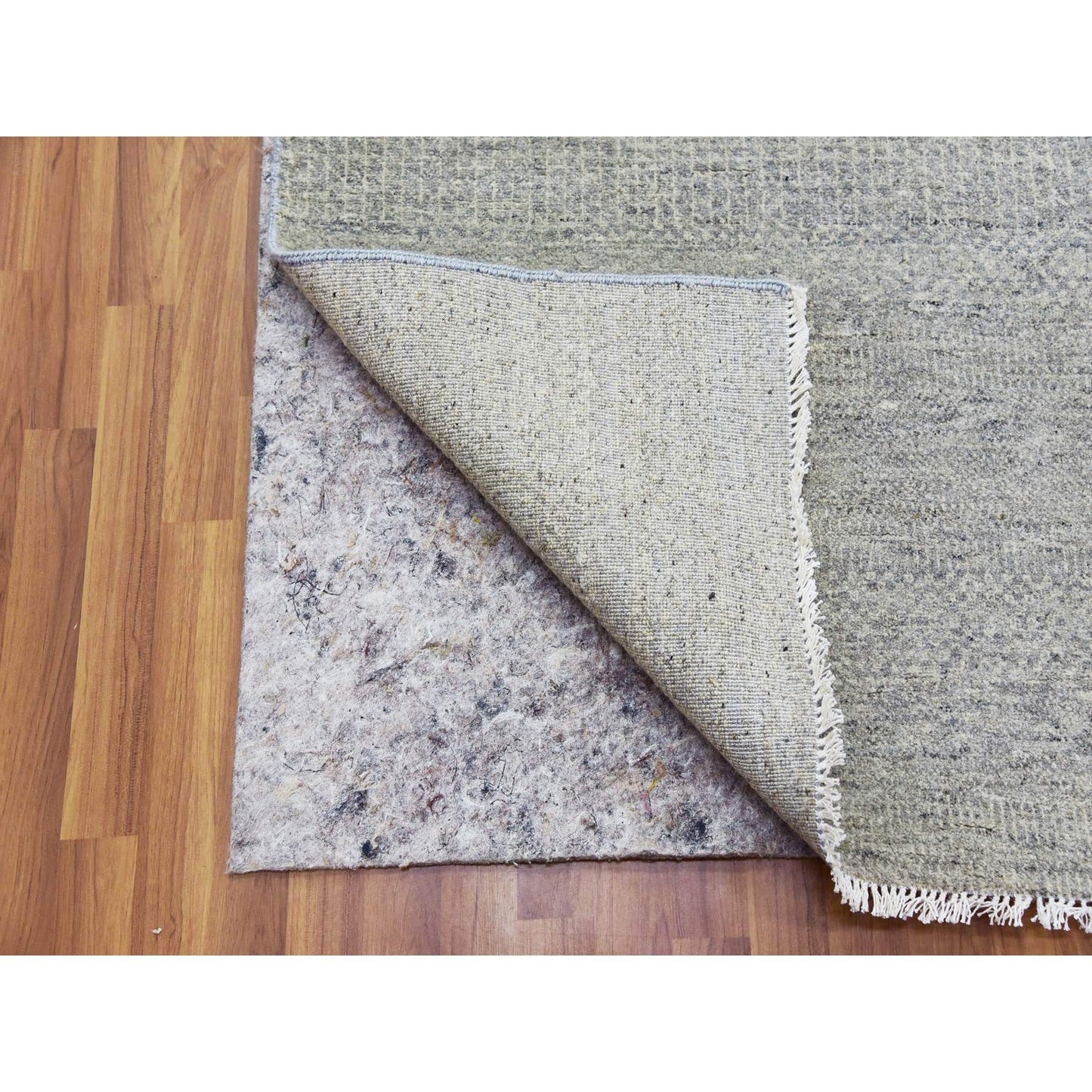 11'10"x18' Oxford Gray 100% Undyed Wool Grass Hand Knotted Oversized Rug