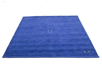 Modern Royal Blue Gabbeh Square Rug Tribal Design