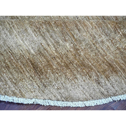 Brown Solid Hand Knotted Ghazni Wool Round 7'9"x7'9" Rug