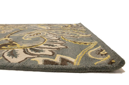 Hand Tufted Modern Gray Paisley Floral Foyer Living Room Carpet 5X8