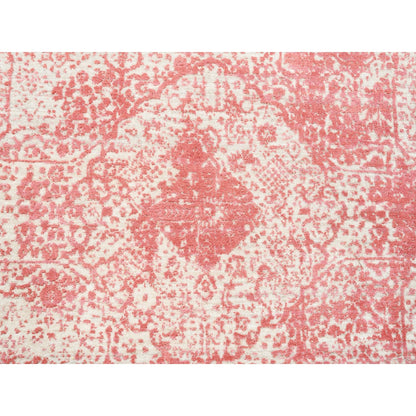 6'X6' Hand Knotted Pink Broken Farsian Design Wool And Silk Round Rug