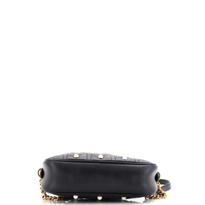 Gucci Pearly Gg Marmont Shoulder Bag Embellished Matelasse Leather Small