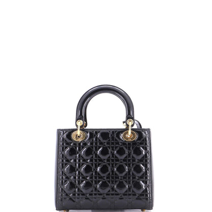 Christian Dior Lady Dior Bag Cannage Quilt Patent Medium