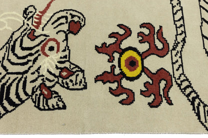 Nepali Tiger Oriental Rug Wool Tribal Modern