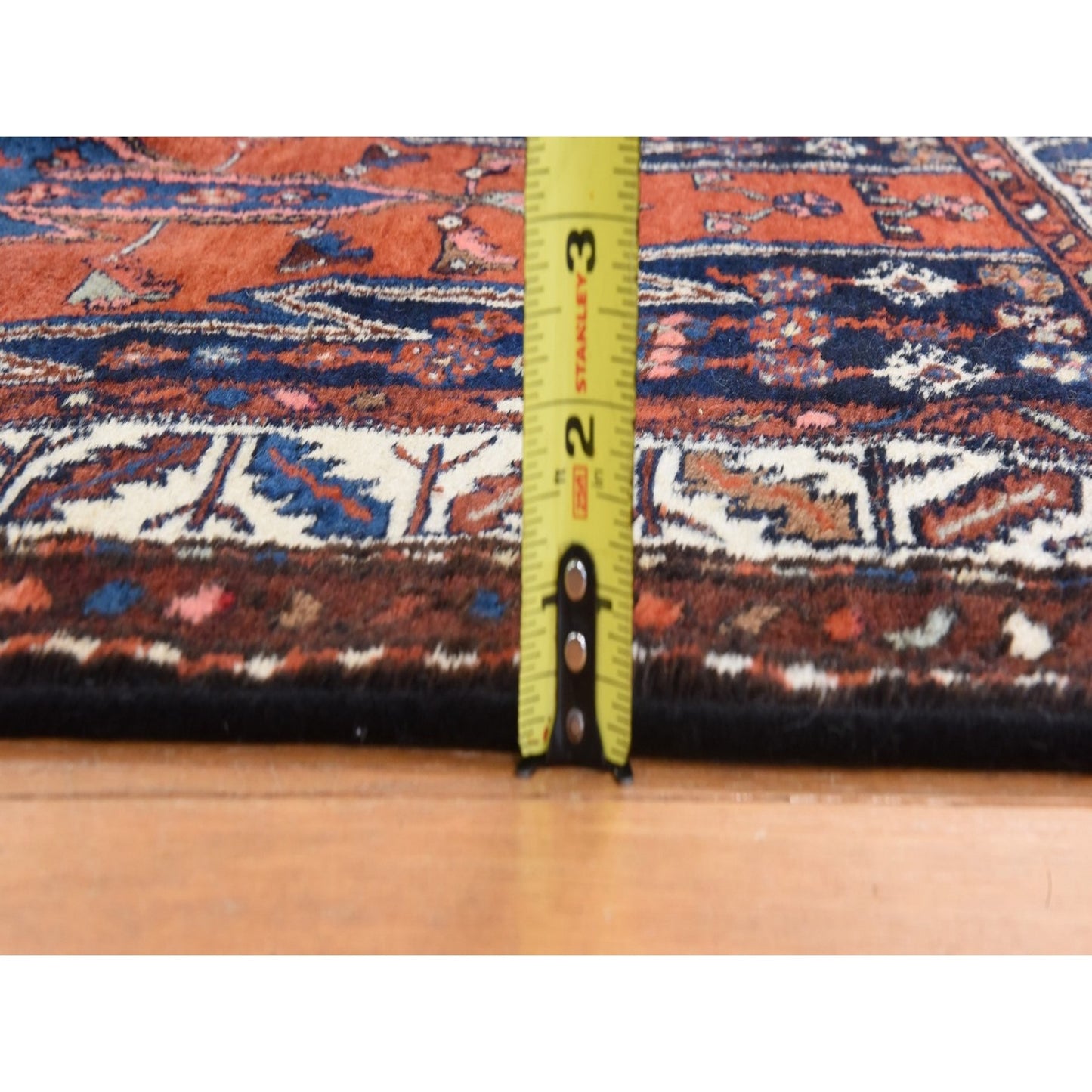 3'3"X6'3" Orange Antique Zoroastrian 100% Wool Full Pile Hand Knotted Rug