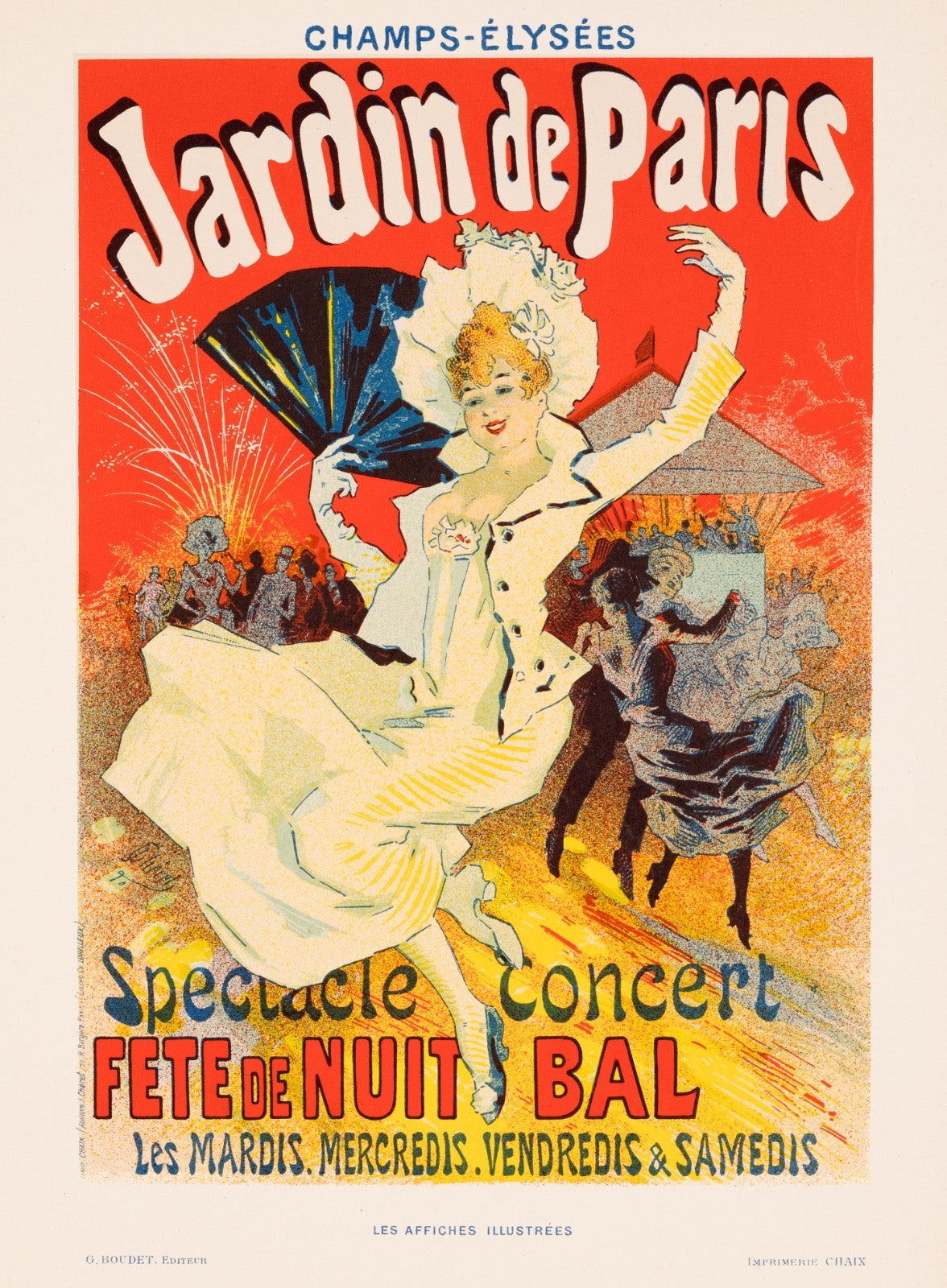 Chret  Jardin De Paris Fte De Nuit Bal  Original 1896 Chaix Lithograph