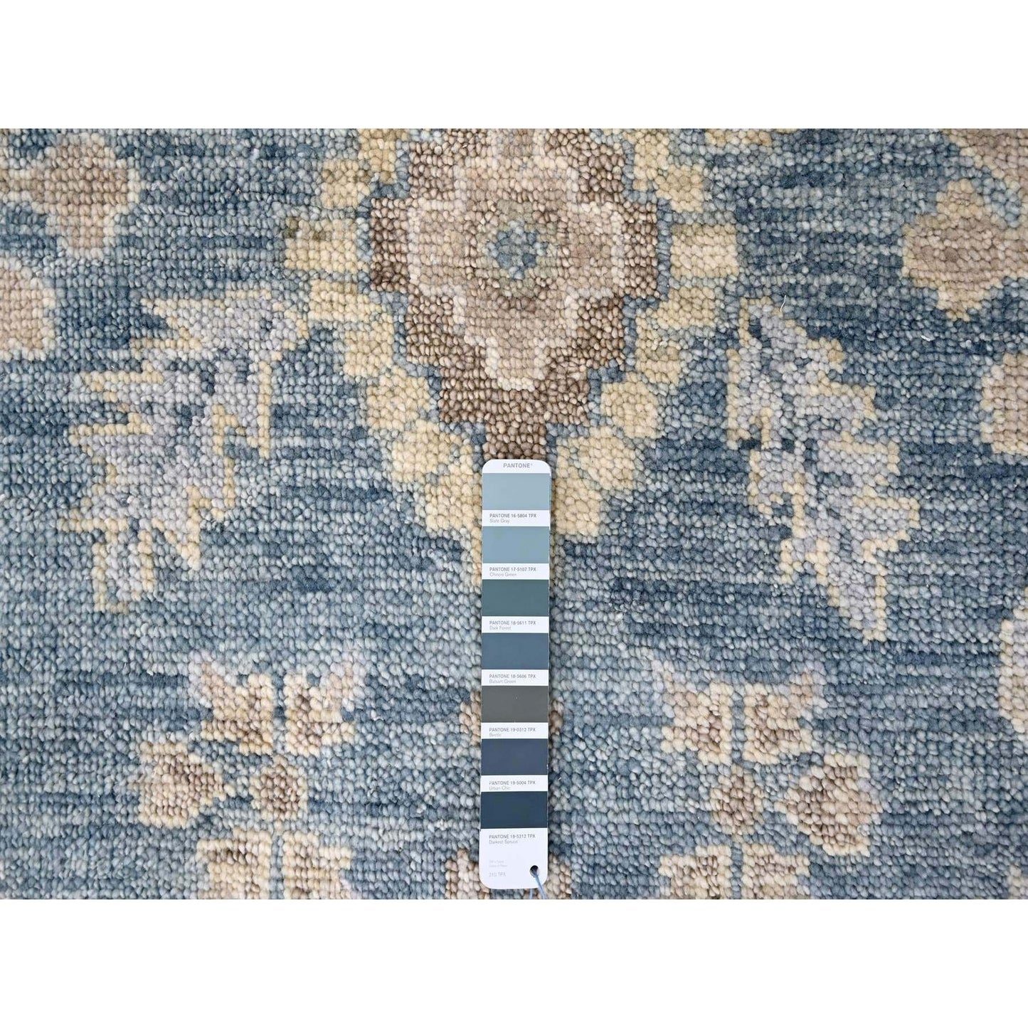 9'X12'1" Aegean Blue Oushak Design Hand Knotted Soft Wool Oriental Rug