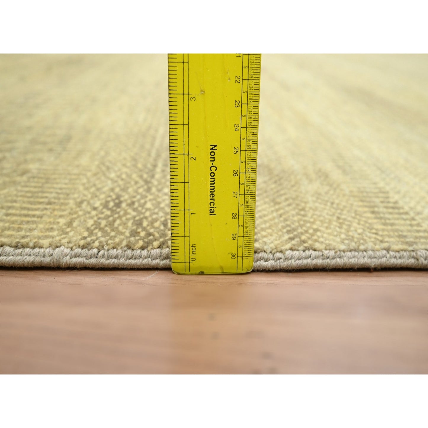 6'X9' Brown Modern Grass Design Hand Knotted Wool And Silk Oriental Rug