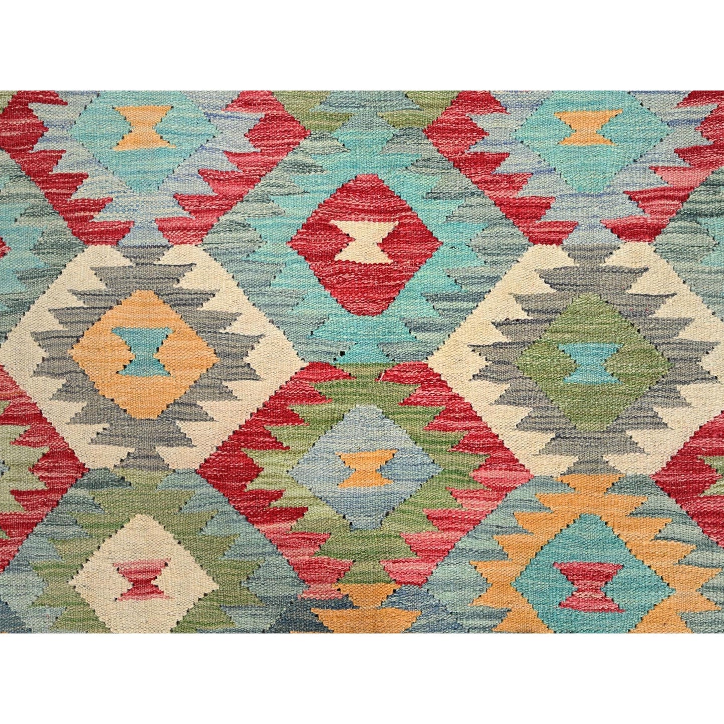 6'7"X9'9" Colorful Soft Wool Hand Woven Afghan Kilim Reversible Rug
