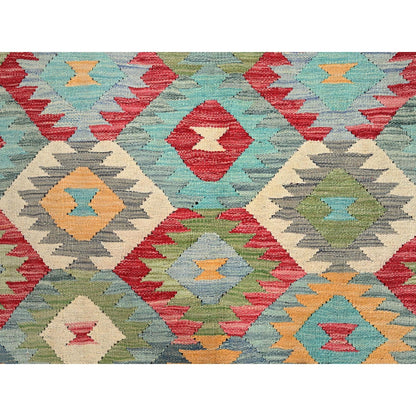 6'7"X9'9" Colorful Soft Wool Hand Woven Afghan Kilim Reversible Rug
