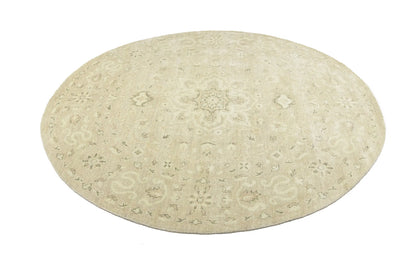 Handmade Transitional Round Oriental Rug Floral