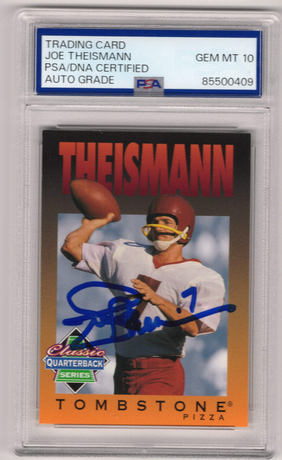 Joe Theismann Tombstone Pizza Psa Auto Grade Gem
