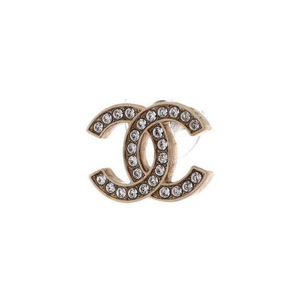 Chanel Cc Stud Earrings Metal With Crystals