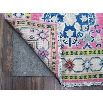 2'6"X15'6" Azalea Pink Pure Wool Fusion Kazak Runner Oriental Rug