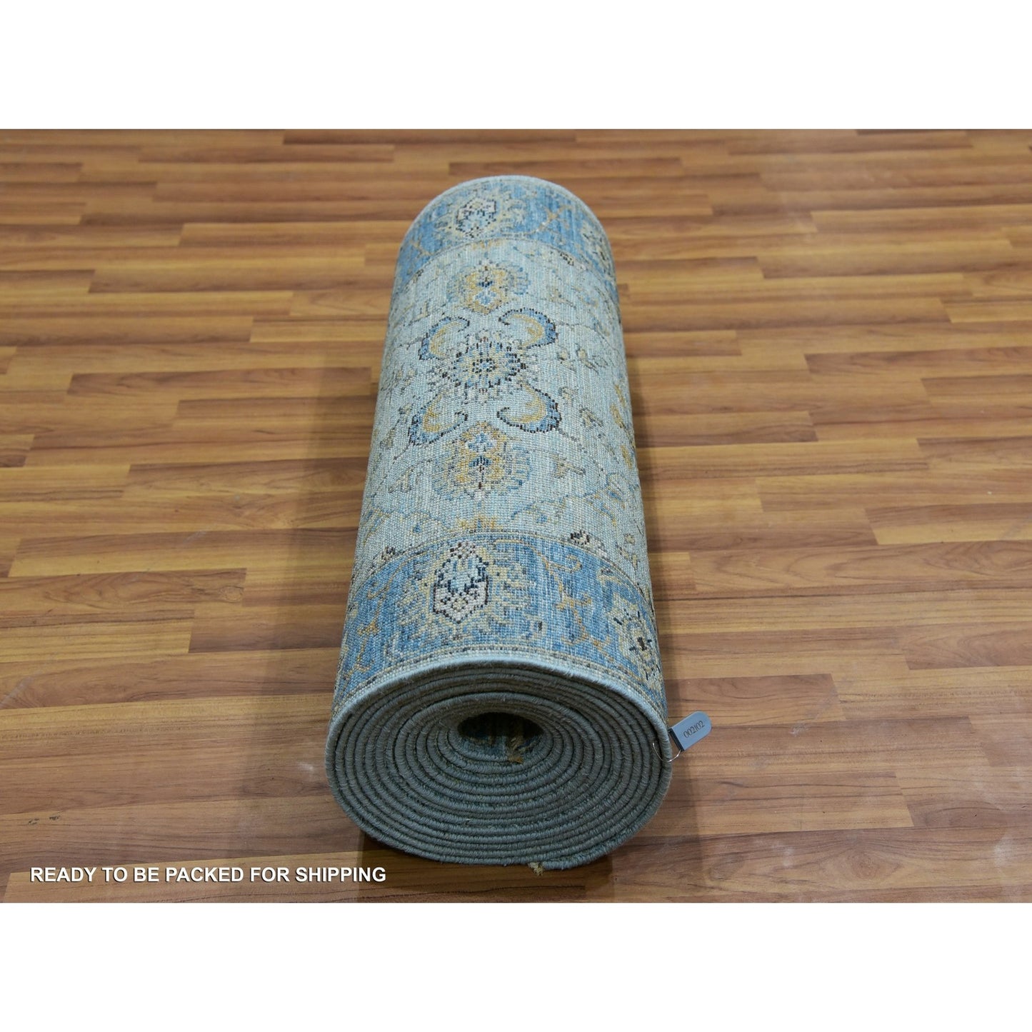 2'8"x29'10" Blue Wool Shah Abbas Floral Design Hand Knotted XL Runner Rug