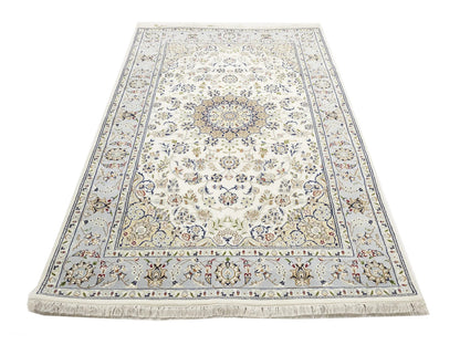 Indo-Nain Cream Floral Medallion Oriental Rug
