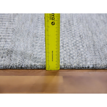 6'X6' Dark Gray Modern Grass Design Undyed Wool Hand Knotted Oriental Rug