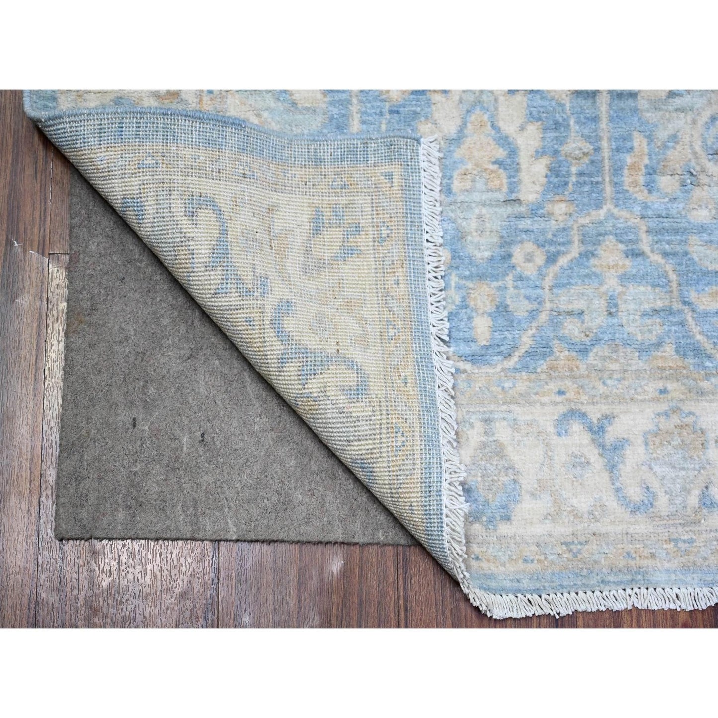 2'7"X9'8" Beau Blue Finer Peshawar Wool Hand Knotted Oriental Rug