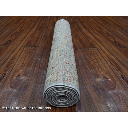 3'X11'7" Dorian Gray Bidjar Garus Hand Knotted Wool Runner Aryana Rug