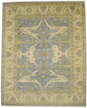 Handmade Oushak Oriental Rug Muted Gray Floral