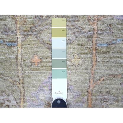 2'10"X11'8" Olive Green Afghan Angora Oushak Runner Oriental Rug