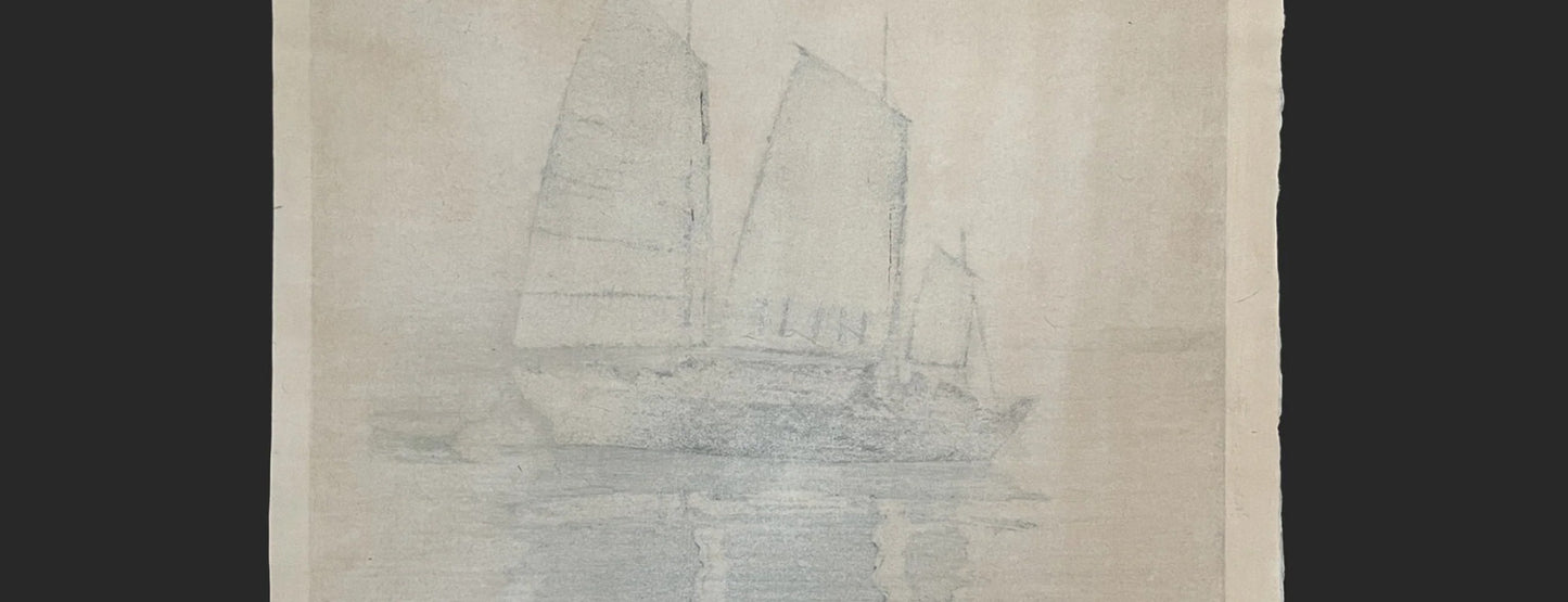 Setouchi sea ship ukiyo-e antique woodblock prints by hiroshi yoshida