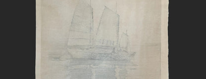 Setouchi sea ship ukiyo-e antique woodblock prints by hiroshi yoshida