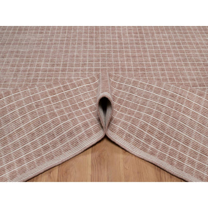 9'X12' Rose Pink Modern Plain Decor Box Design Loomed Knotted Wool Rug