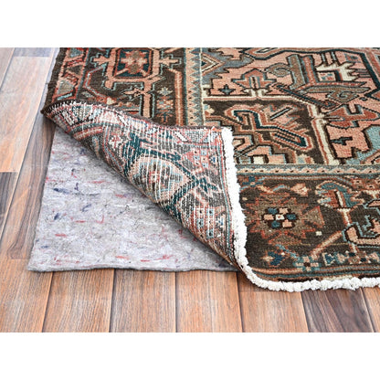 8'7"X12'3" Blush Red Vintage Zoroastrian Heris Pure Wool Hand Knotted Rug