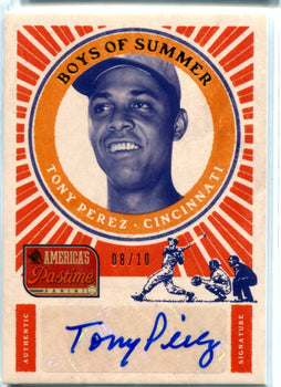 Tony Perez 2013 Panini America'S Pastime Autographed Card #8/10