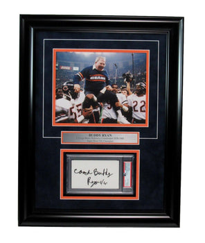 Buddy Ryan Chicago Bears Signed 3X5 Index Card W/Photo Framed Psa/Dna 192115