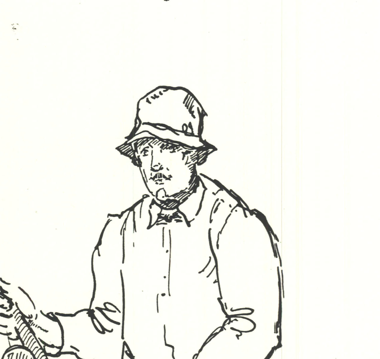 Contemporary YB ROBINSON Fly Fisherman in River 11" x 8.5" Lithograph