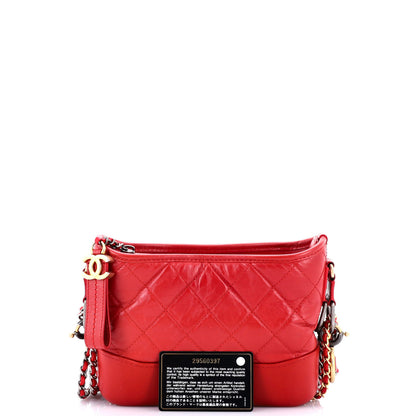 Chanel Gabrielle Hobo With Logo Handle Quilted Aged Calfskin Small